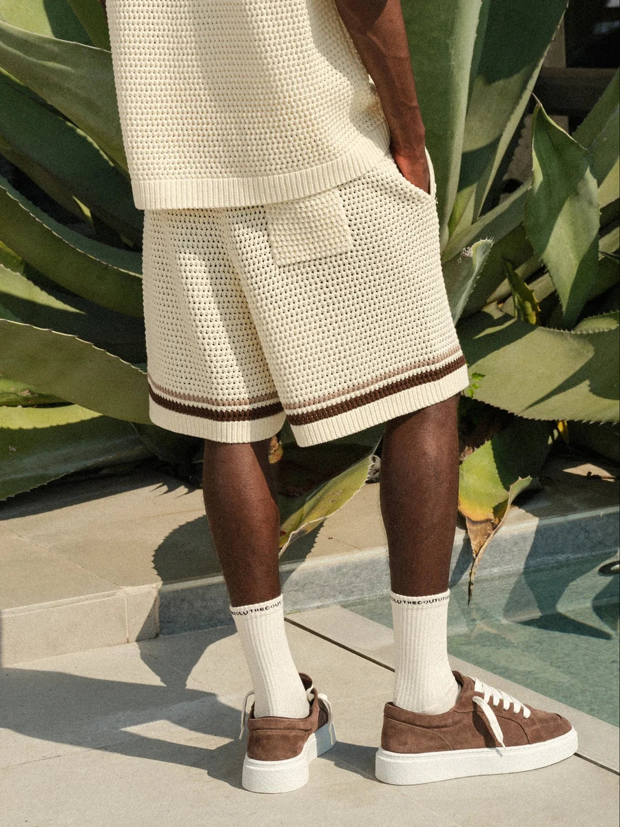 The Couture Club Crochet Knitted Stripe Shorts