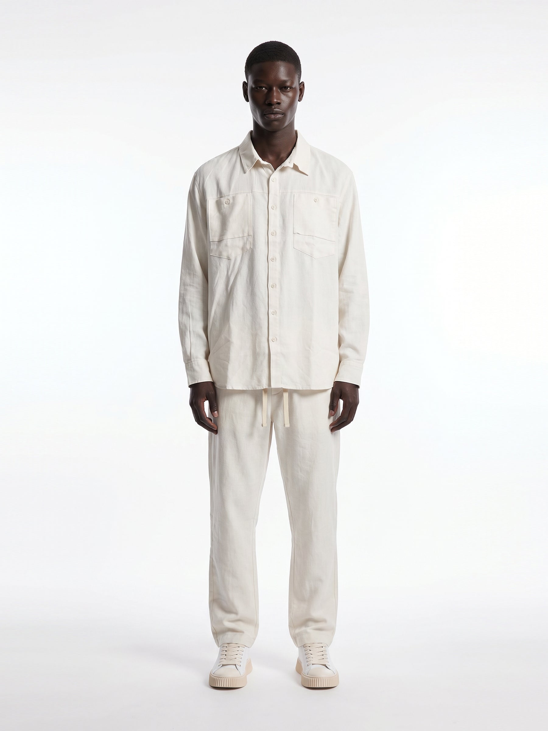 CREW Milano "Corfu" Linen Set Shirt/Pants Cream