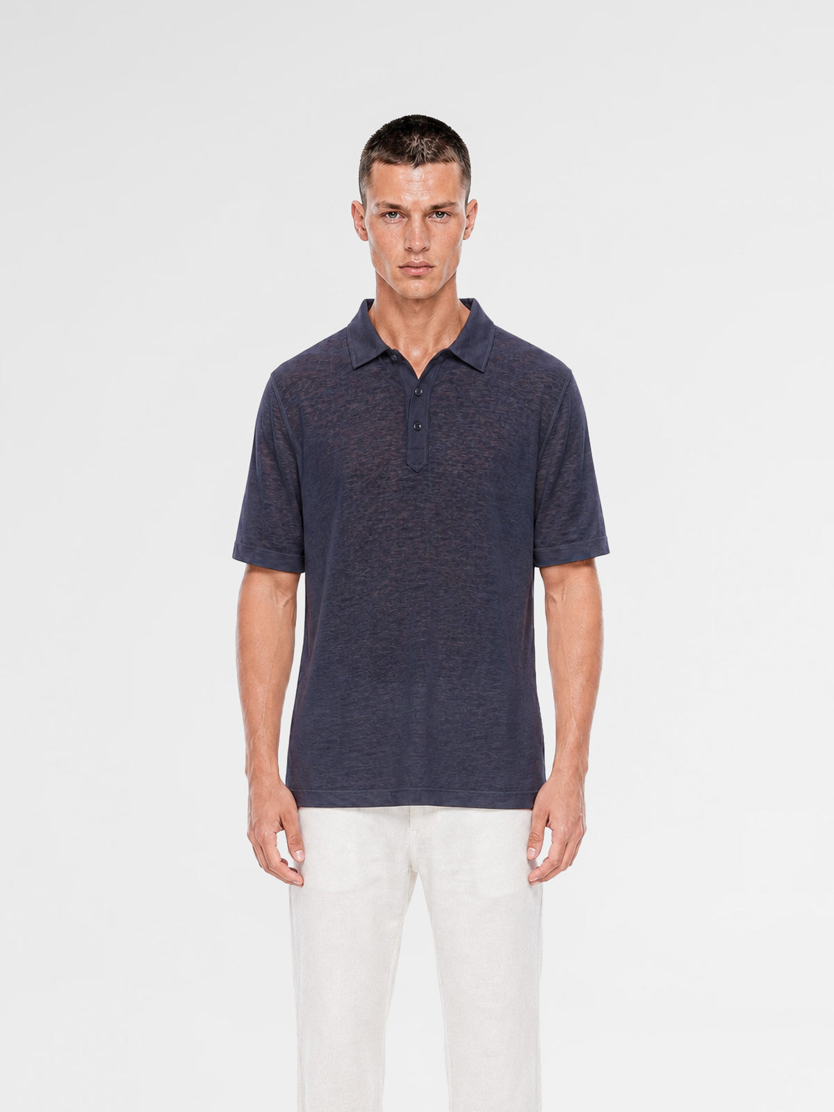 MAISON 9 PARIS Navy Soft Cotton Polo T-Shirt
