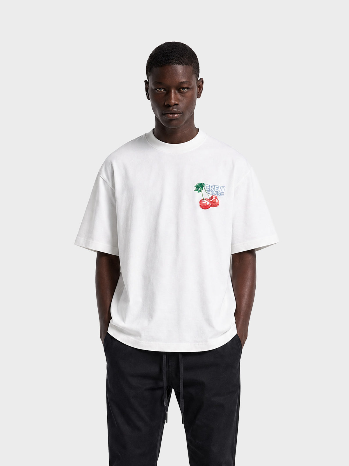 Crew Milano T-Shirt Logo Print CM-45 / WHITE