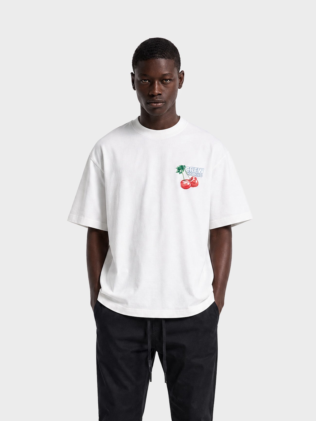 Crew Milano T-Shirt Logo Print CM-45 / WHITE