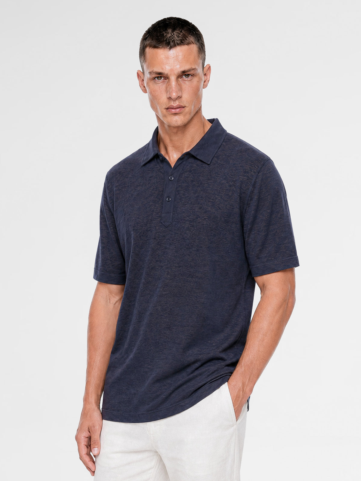 MAISON 9 PARIS Navy Soft Cotton Polo T-Shirt