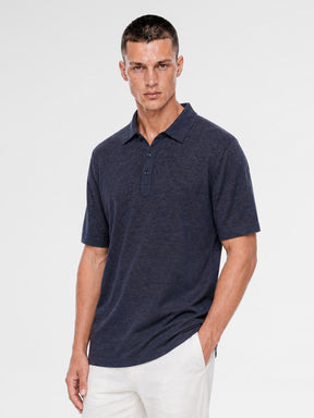MAISON 9 PARIS Navy Soft Cotton Polo T-Shirt