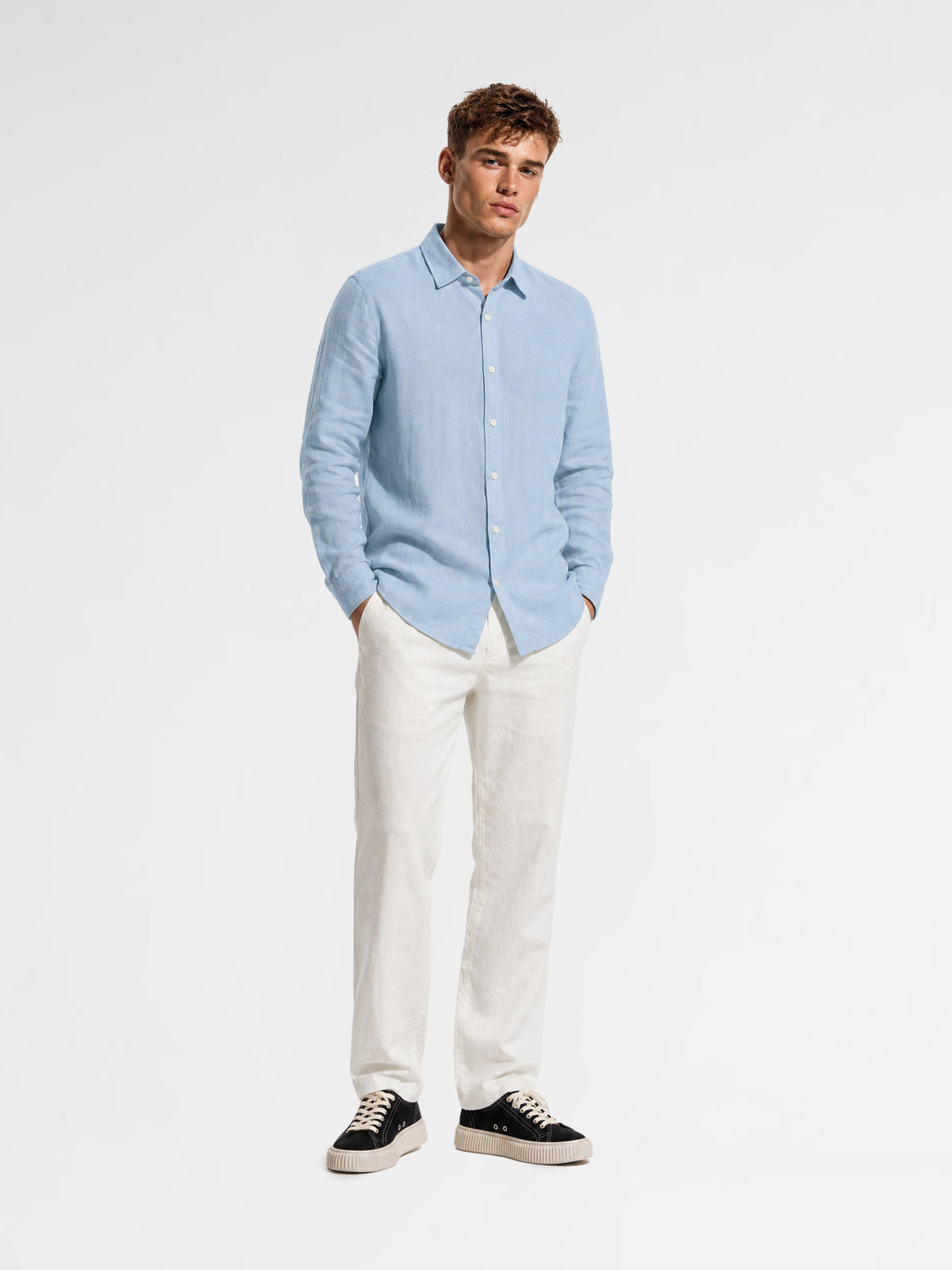 MAISON 9 PARIS Light Blue Linen Shirt