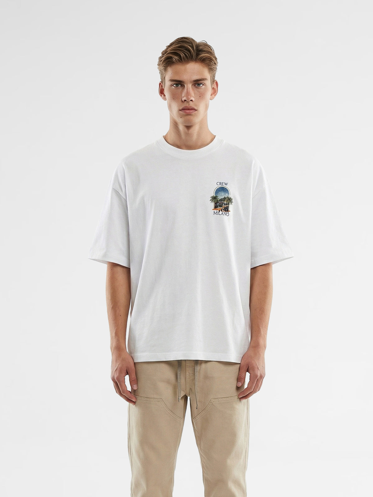 CREW Milano Oversized T-Shirt Logo Print