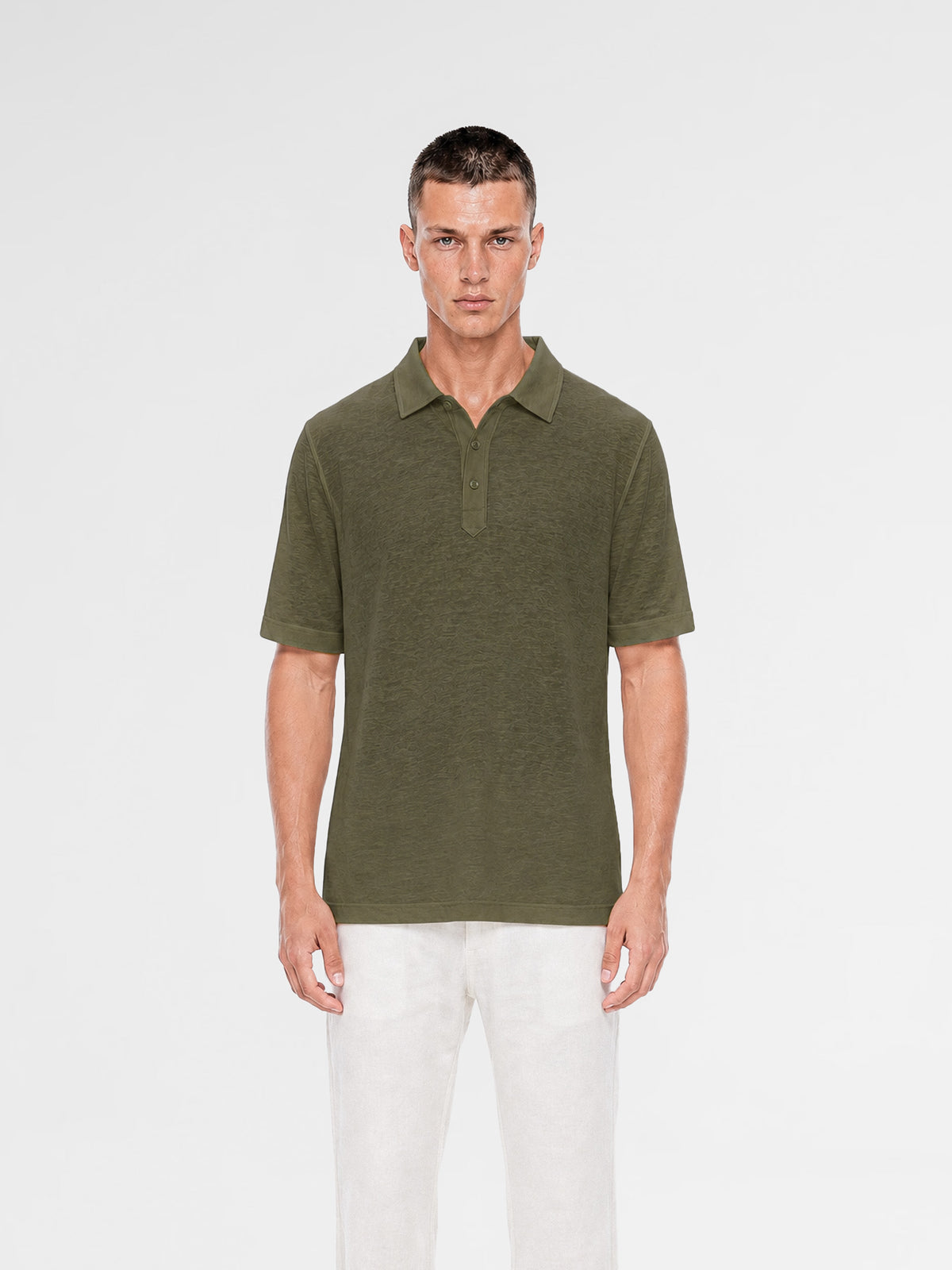 MAISON 9 PARIS Khaki Soft Cotton Polo T-Shirt