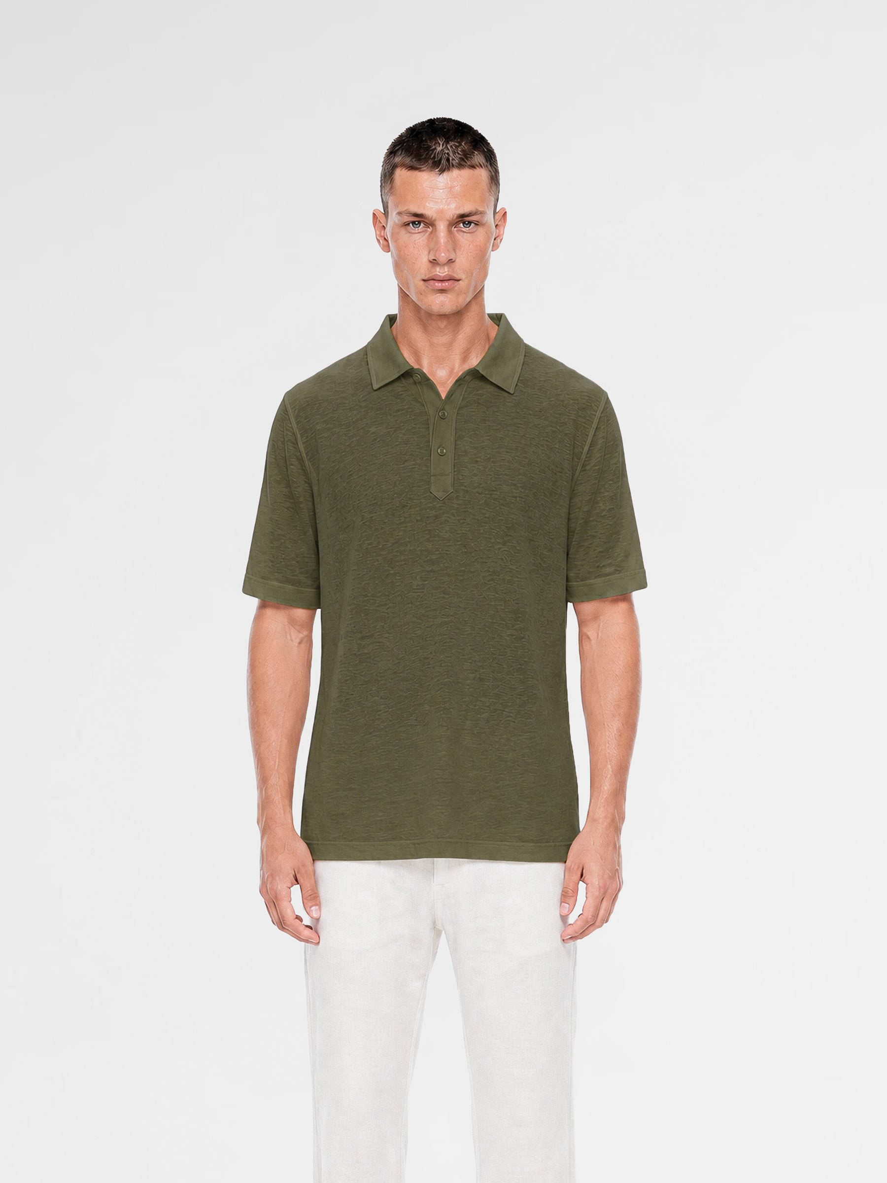 MAISON 9 PARIS Khaki Soft Cotton Polo T-Shirt