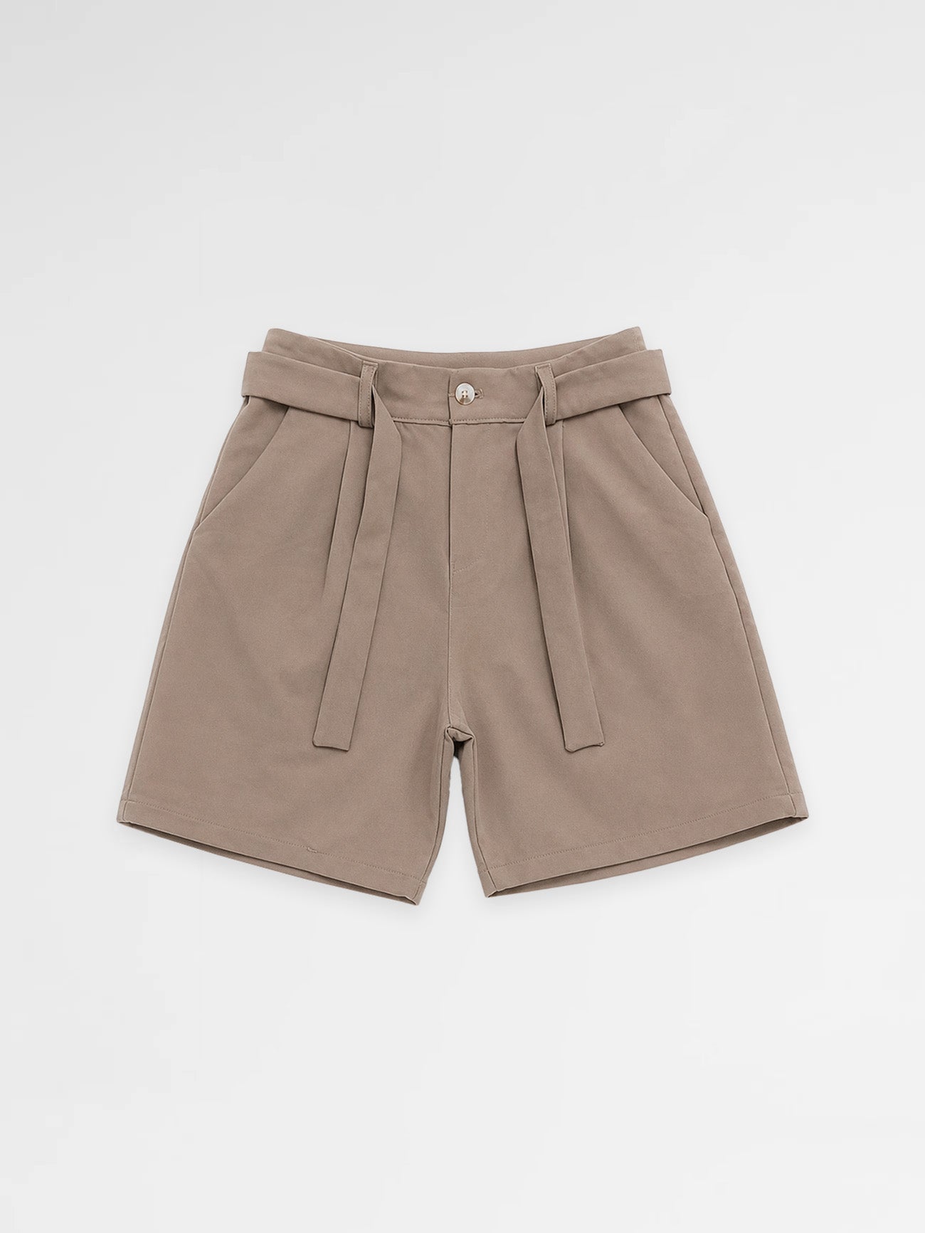 CREW Milano Elegant Belt Shorts Khaki