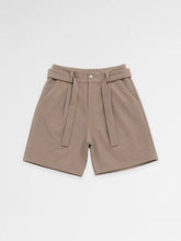 CREW Milano Elegant Belt Shorts Khaki