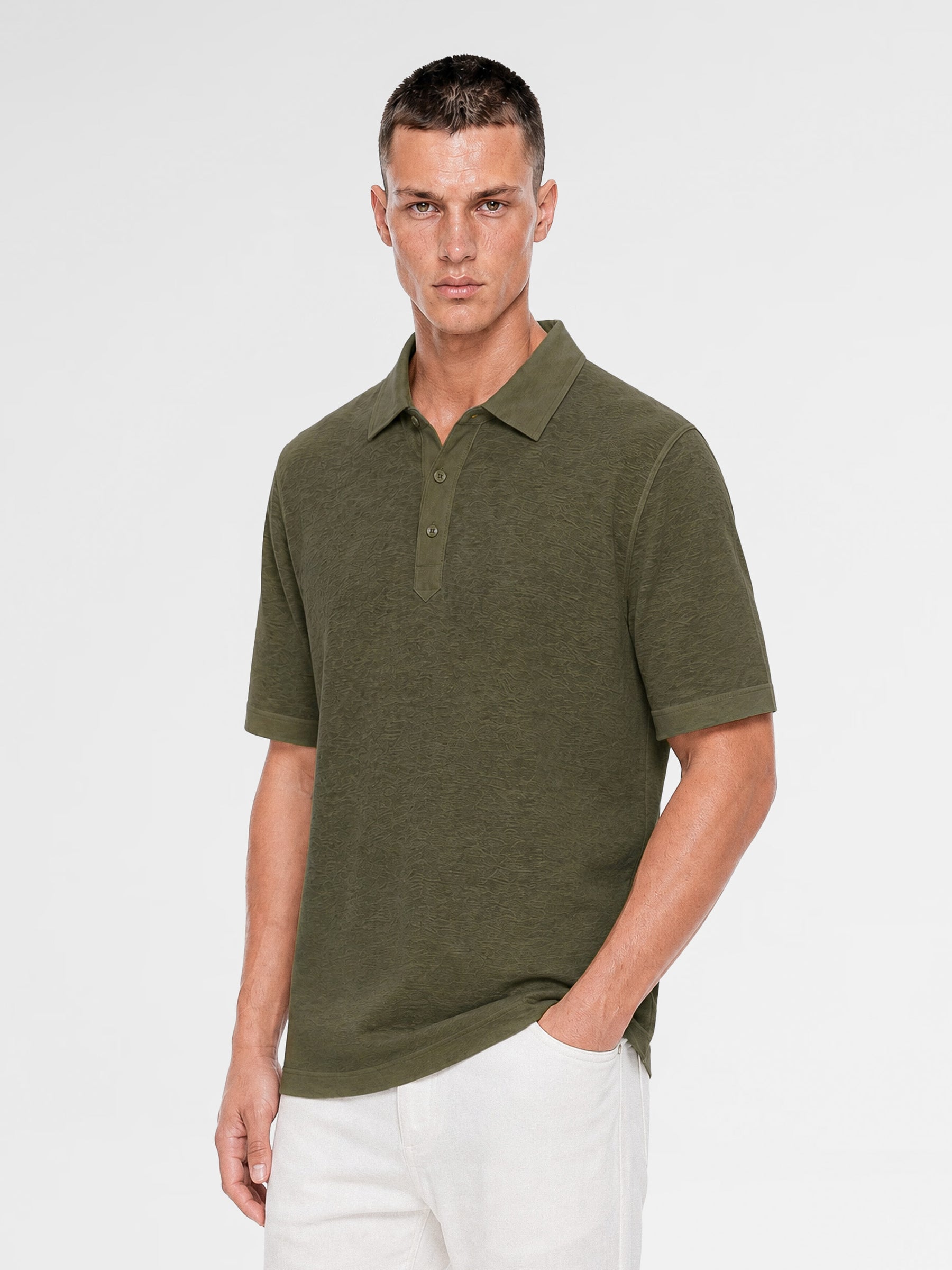 MAISON 9 PARIS Khaki Soft Cotton Polo T-Shirt