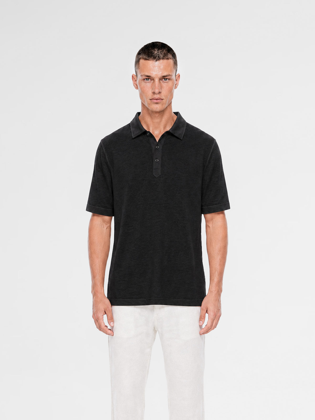 MAISON 9 PARIS Black Soft Cotton Polo T-Shirt