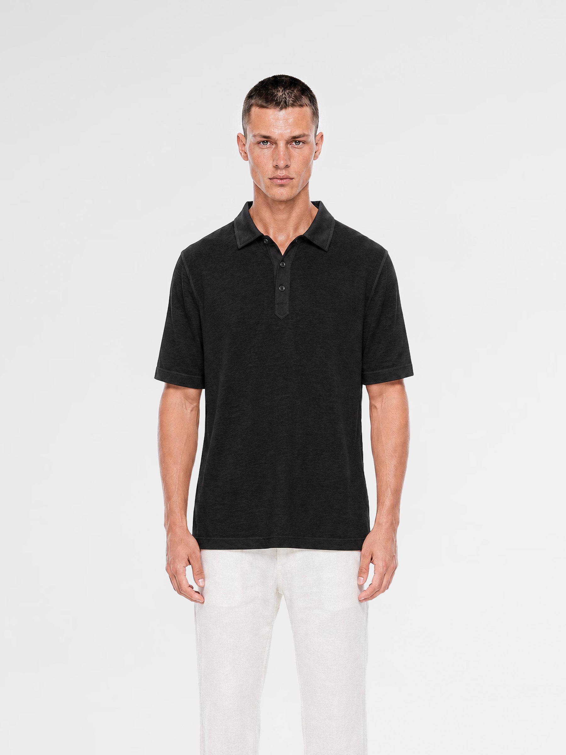 MAISON 9 PARIS Black Soft Cotton Polo T-Shirt