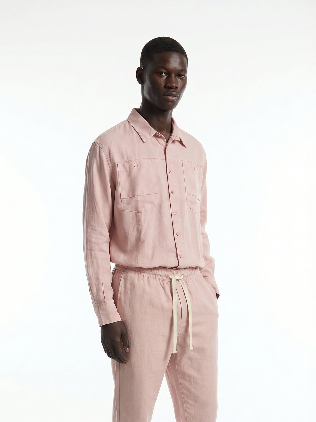 CREW Milano "Corfu" Linen Set Shirt/Pants Pink