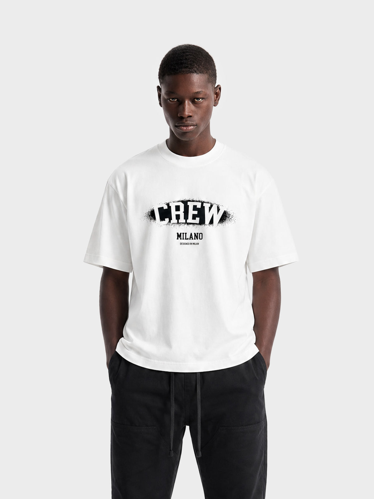 Crew Milano T-Shirt Logo Print CM-35 / WHITE
