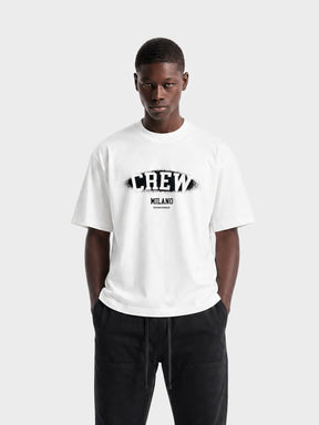 Crew Milano T-Shirt Logo Print CM-35 / WHITE