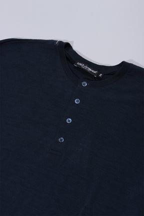 Dolce & Gabbana long sleeves t-shirt Button Placket blue navy