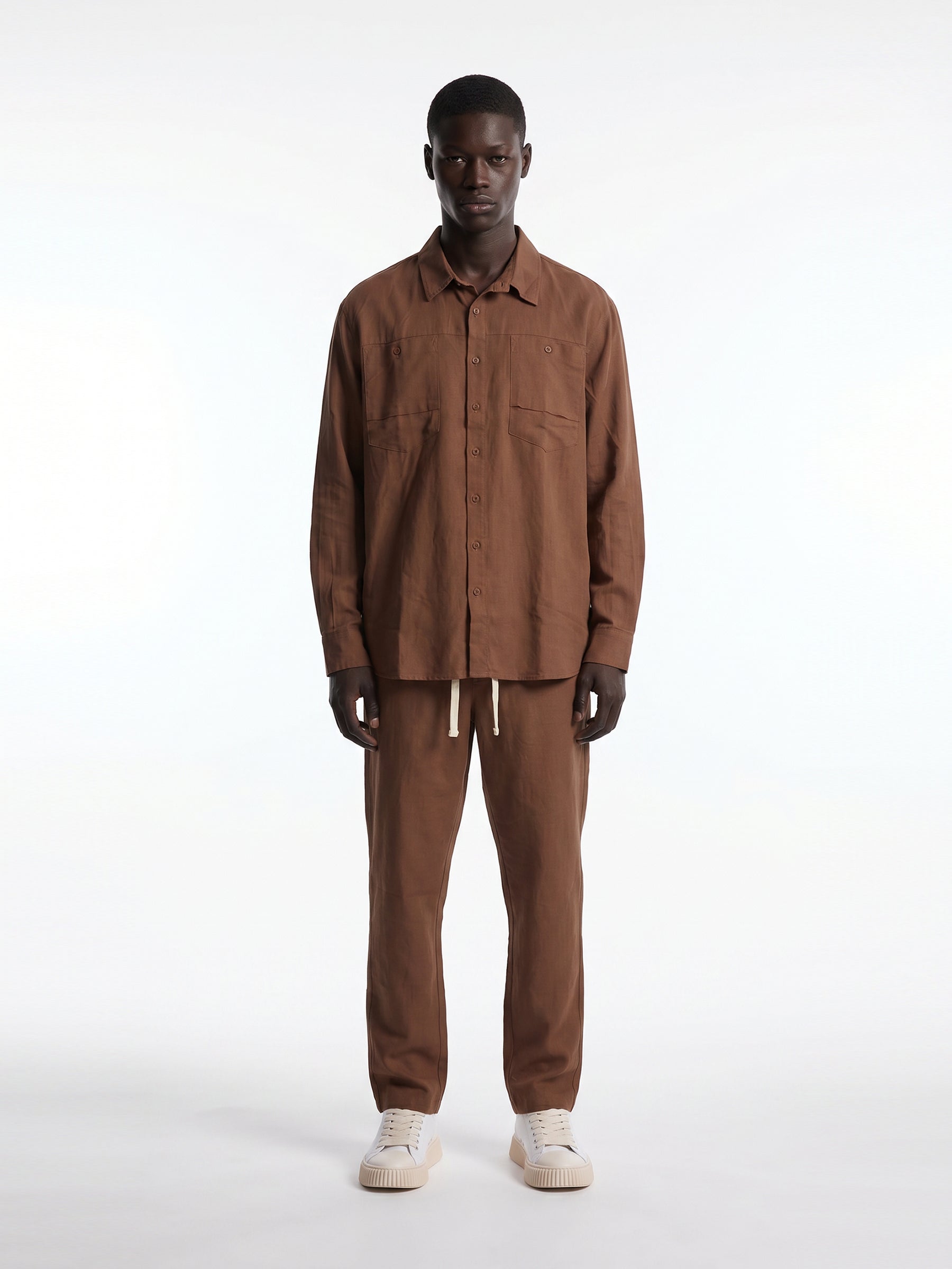 CREW Milano "Corfu" Linen Set Shirt/Pants Brown