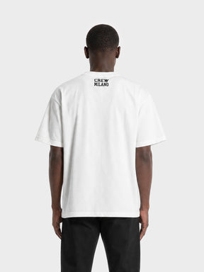 Crew Milano T-Shirt Logo Print CM-35 / WHITE