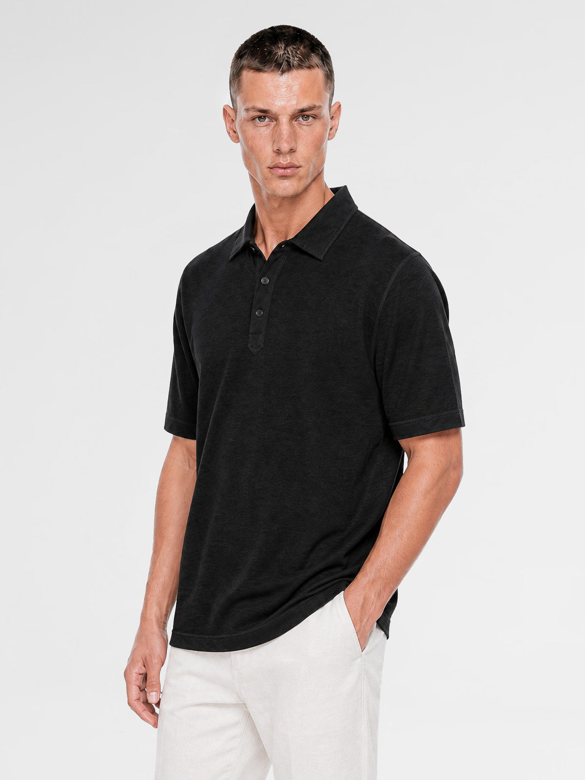 MAISON 9 PARIS Black Soft Cotton Polo T-Shirt