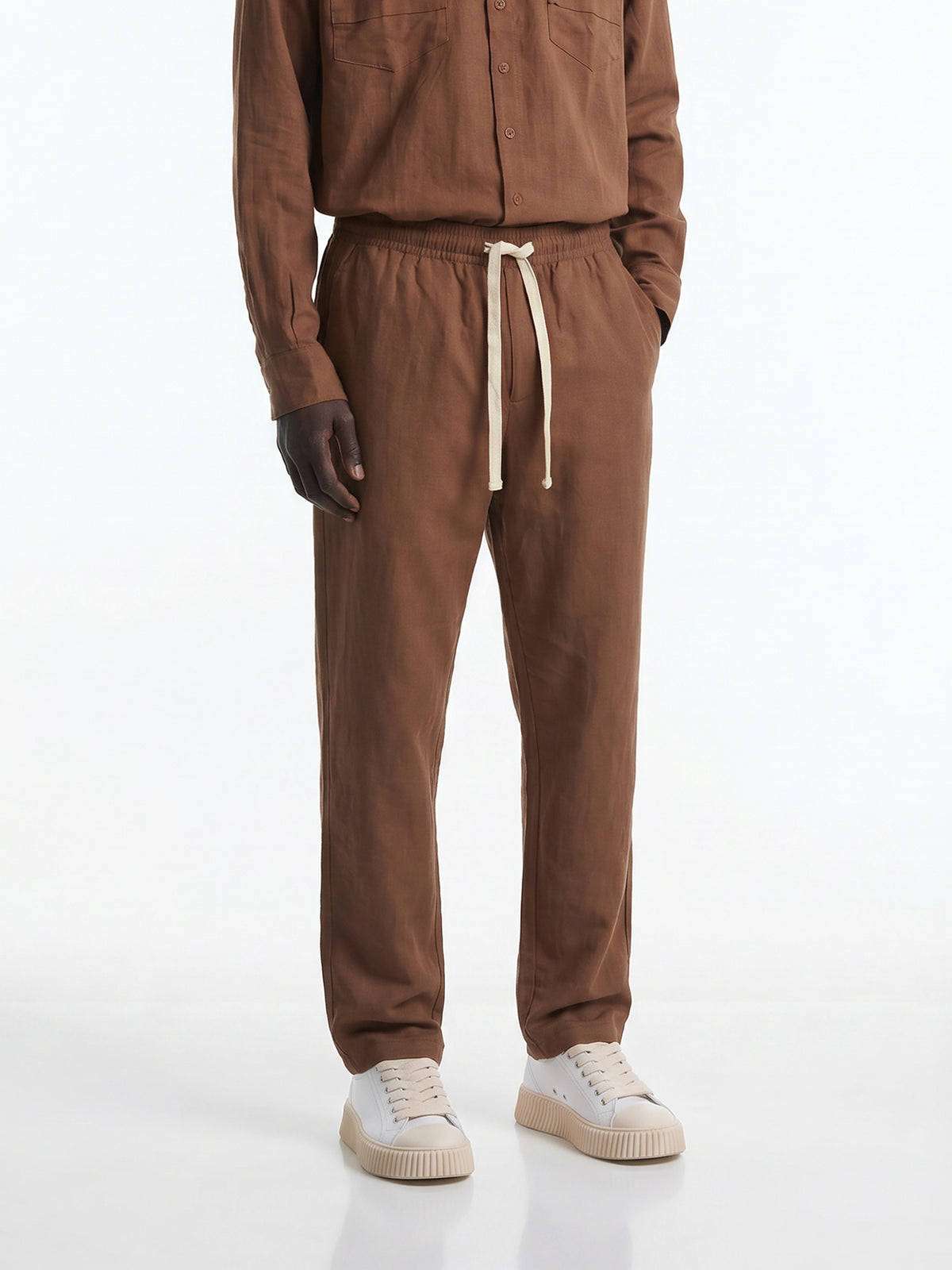 CREW Milano "Corfu" Linen Set Shirt/Pants Brown