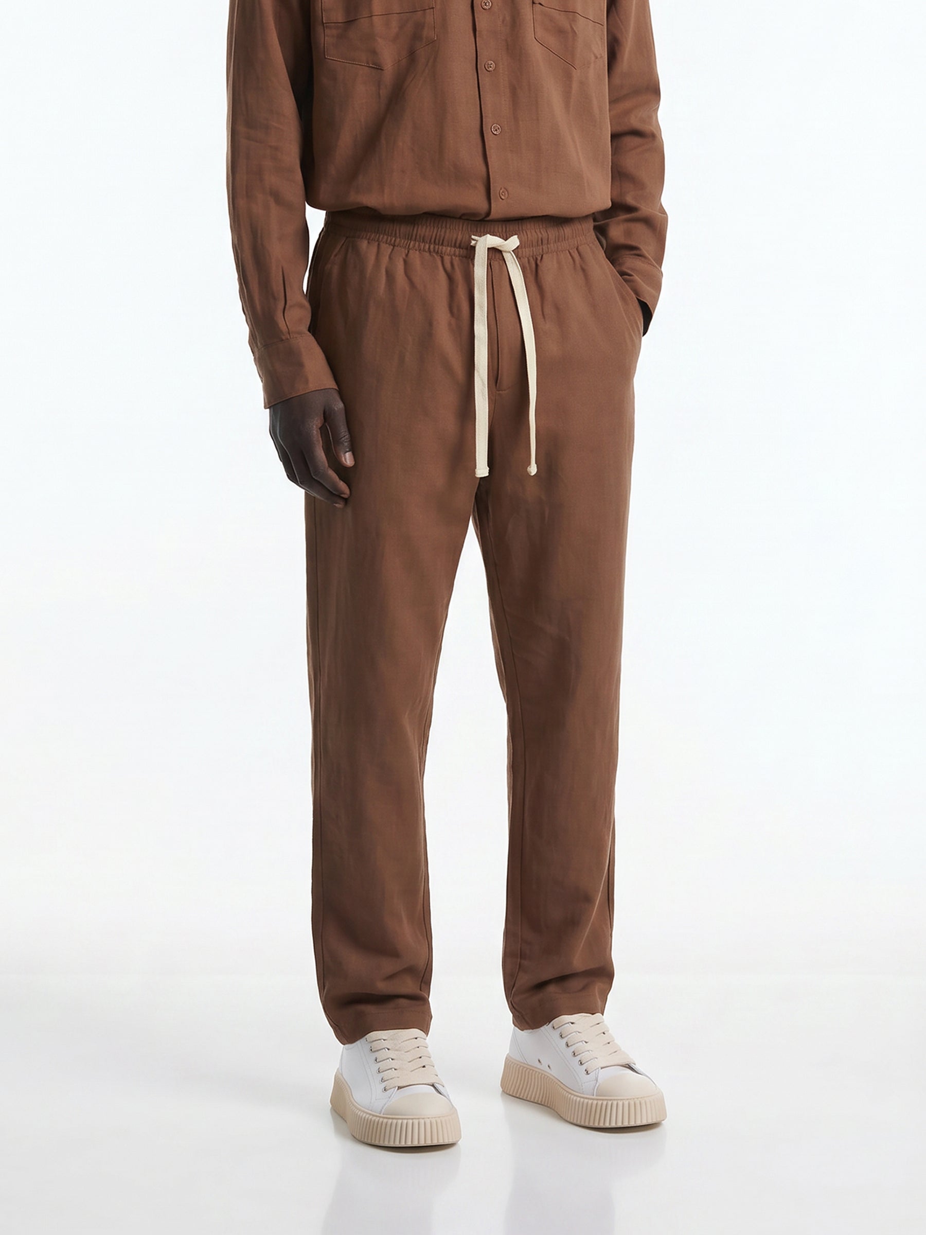 CREW Milano "Corfu" Linen Set Shirt/Pants Brown