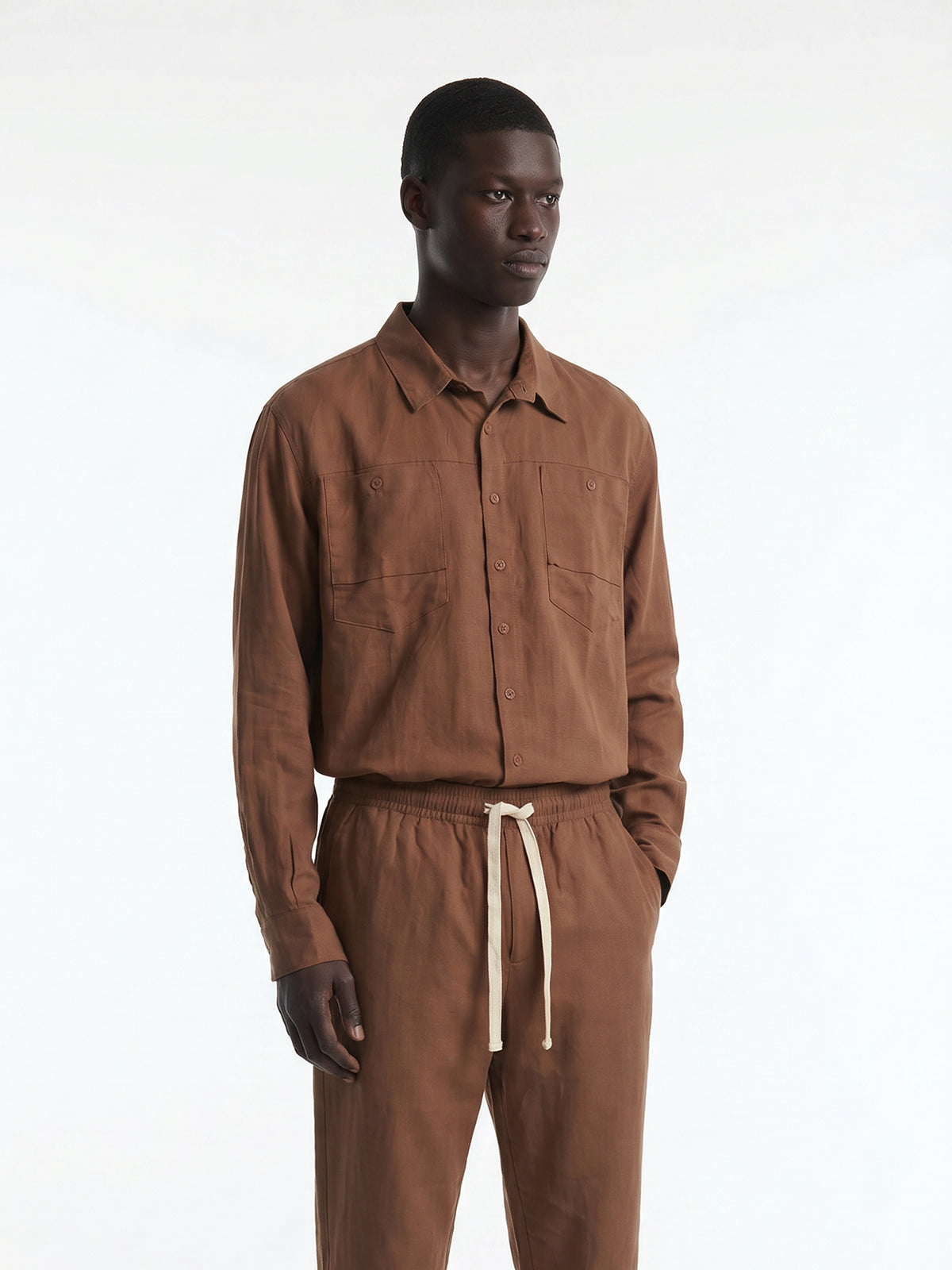 CREW Milano "Corfu" Linen Set Shirt/Pants Brown
