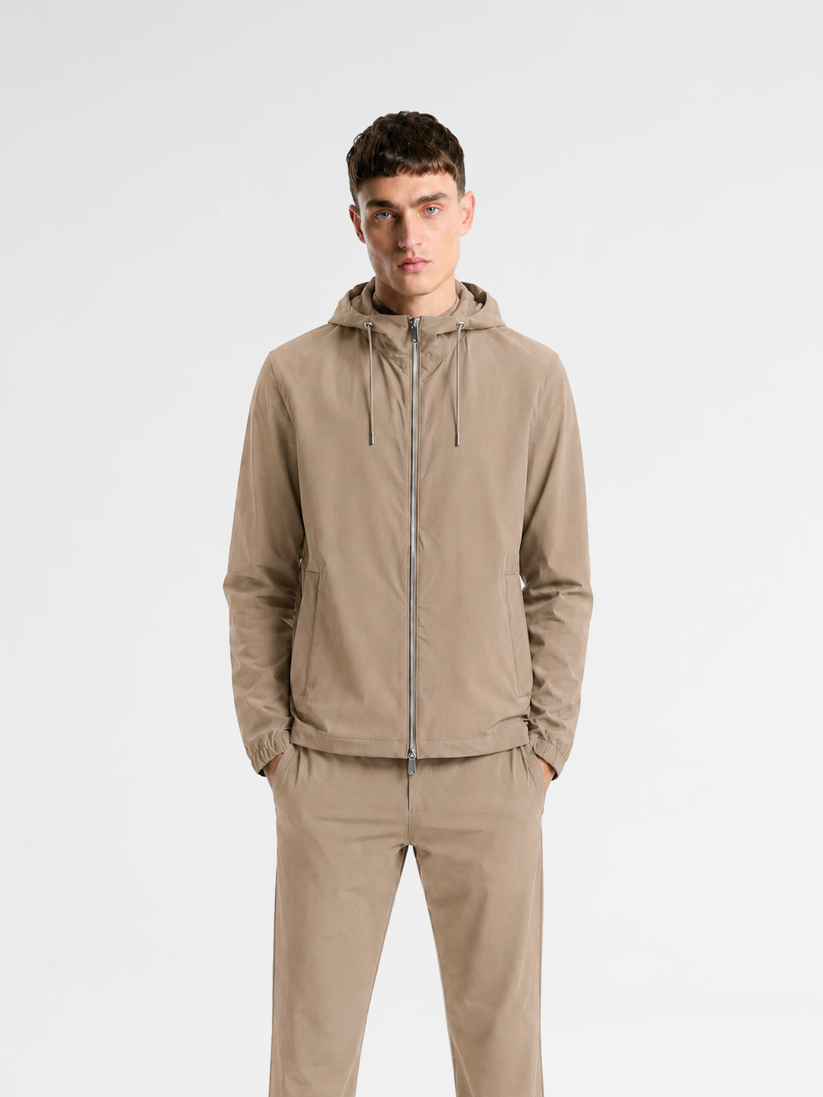 MAISON 9 PARIS Beige Zipper Nylon Windbreaker Jacket