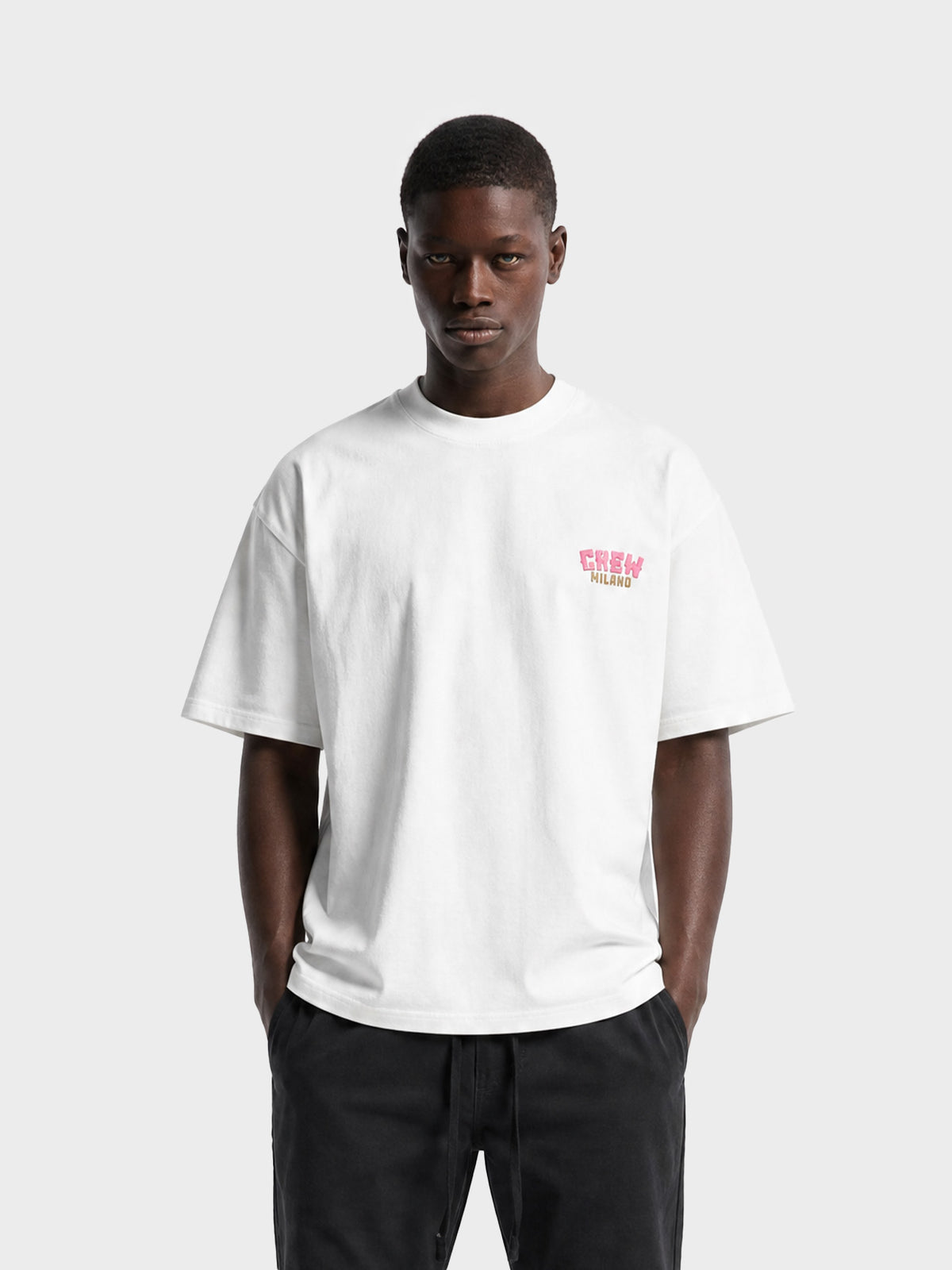 Crew Milano T-Shirt Logo Print CM-34 / WHITE