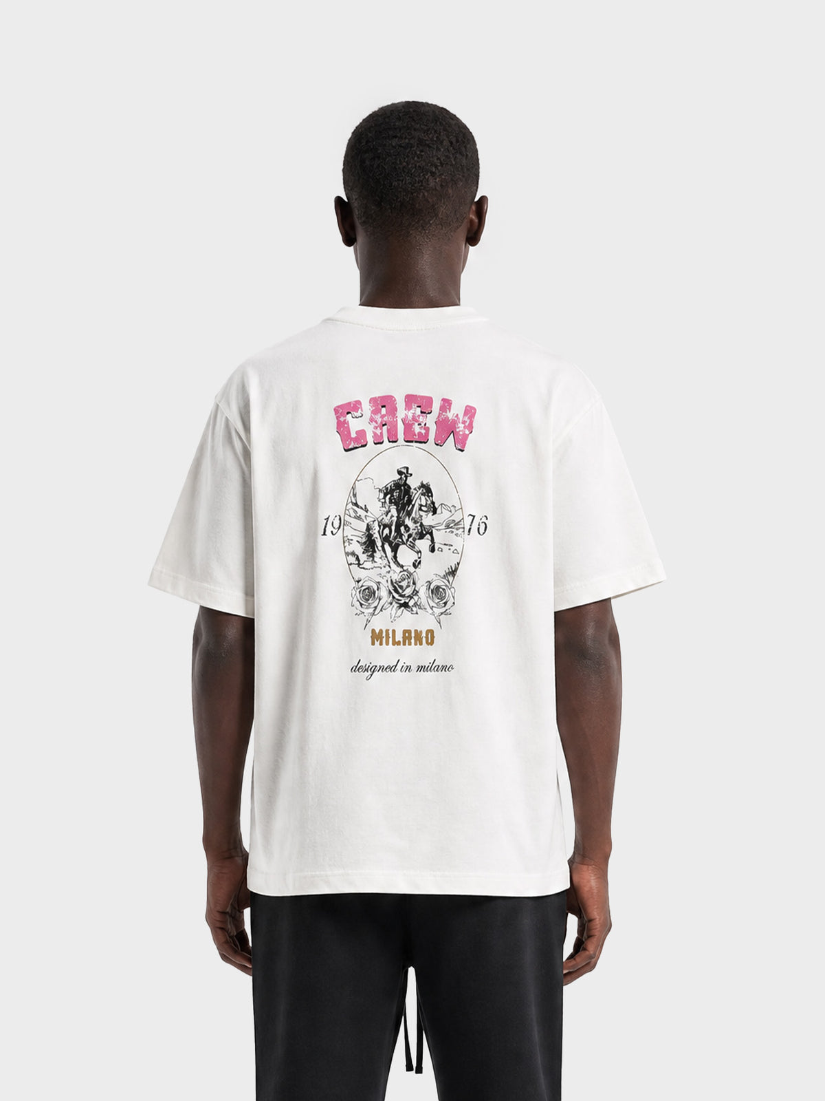 Crew Milano T-Shirt Logo Print CM-34 / WHITE