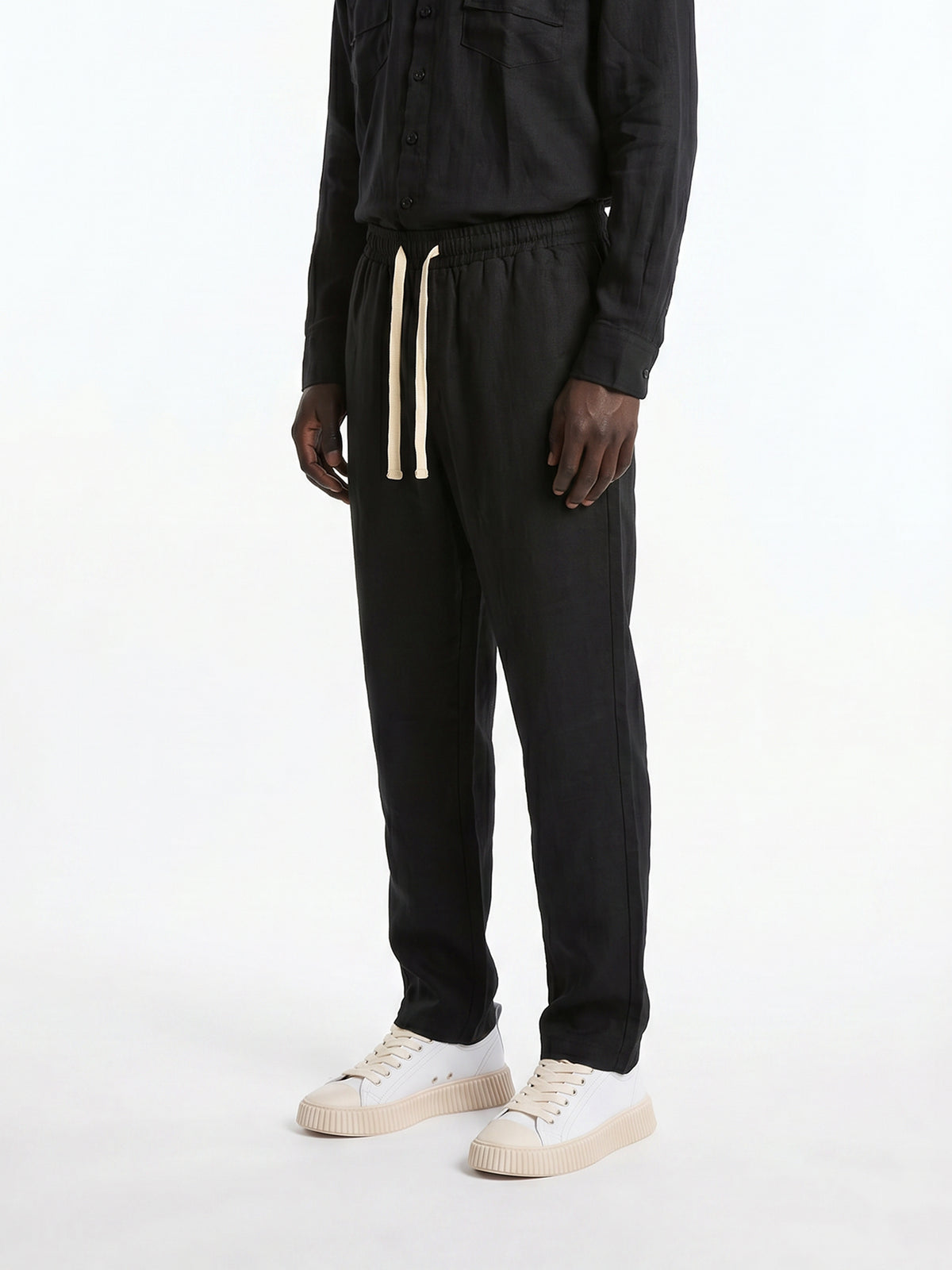 CREW Milano "Corfu" Linen Set Shirt/Pants Black