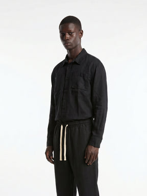 CREW Milano "Corfu" Linen Set Shirt/Pants Black