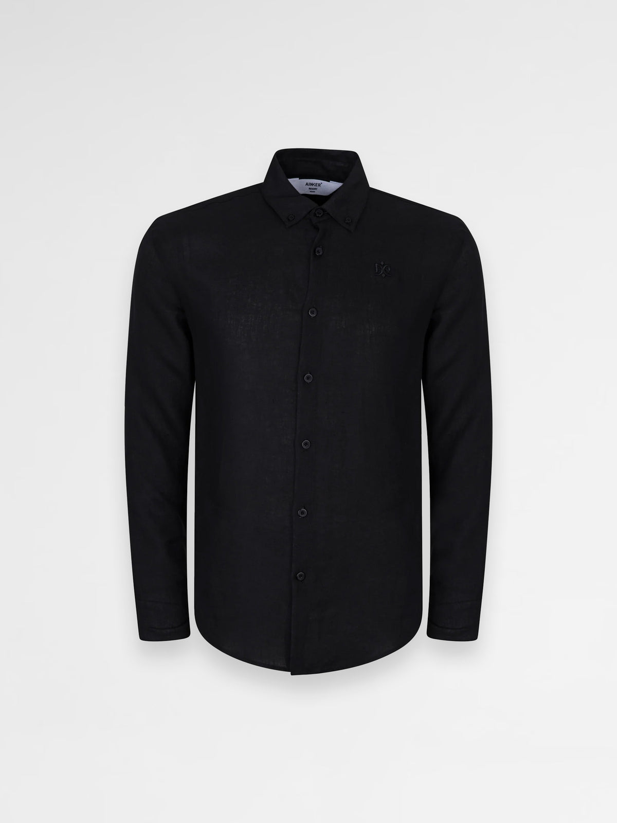 Ainker Linen Black 402 Button Shirt