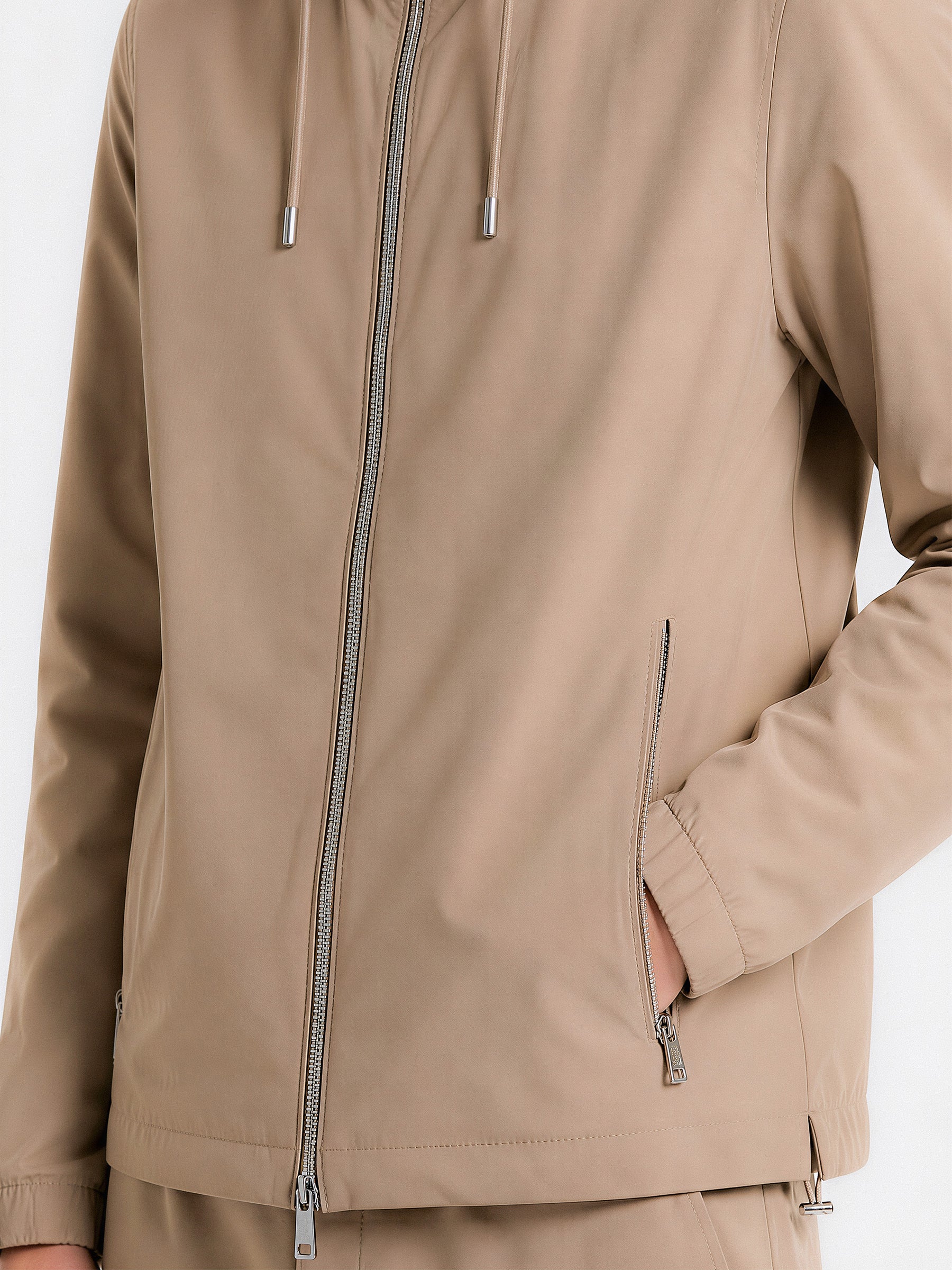 MAISON 9 PARIS Beige Zipper Nylon Windbreaker Jacket