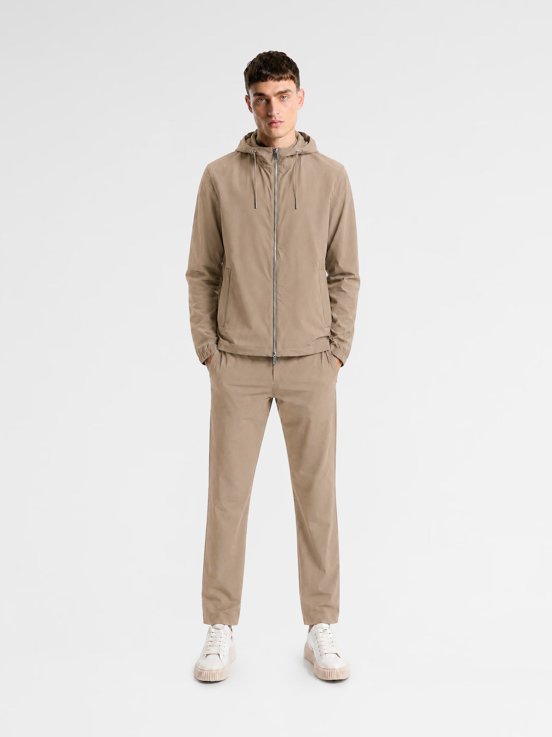 MAISON 9 PARIS Beige Zipper Nylon Windbreaker Jacket