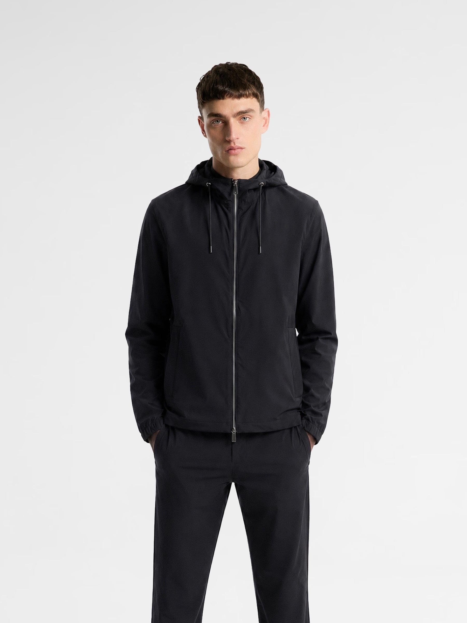 MAISON 9 PARIS Black Zipper Nylon Windbreaker Jacket