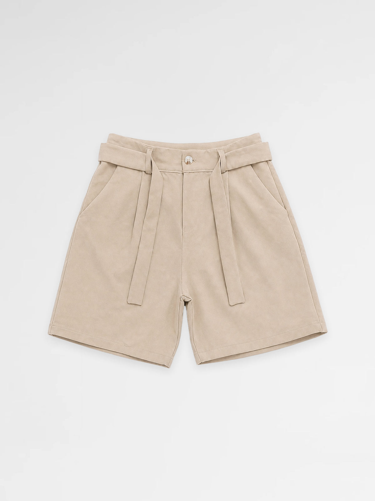 CREW Milano Elegant Belt Shorts Beige