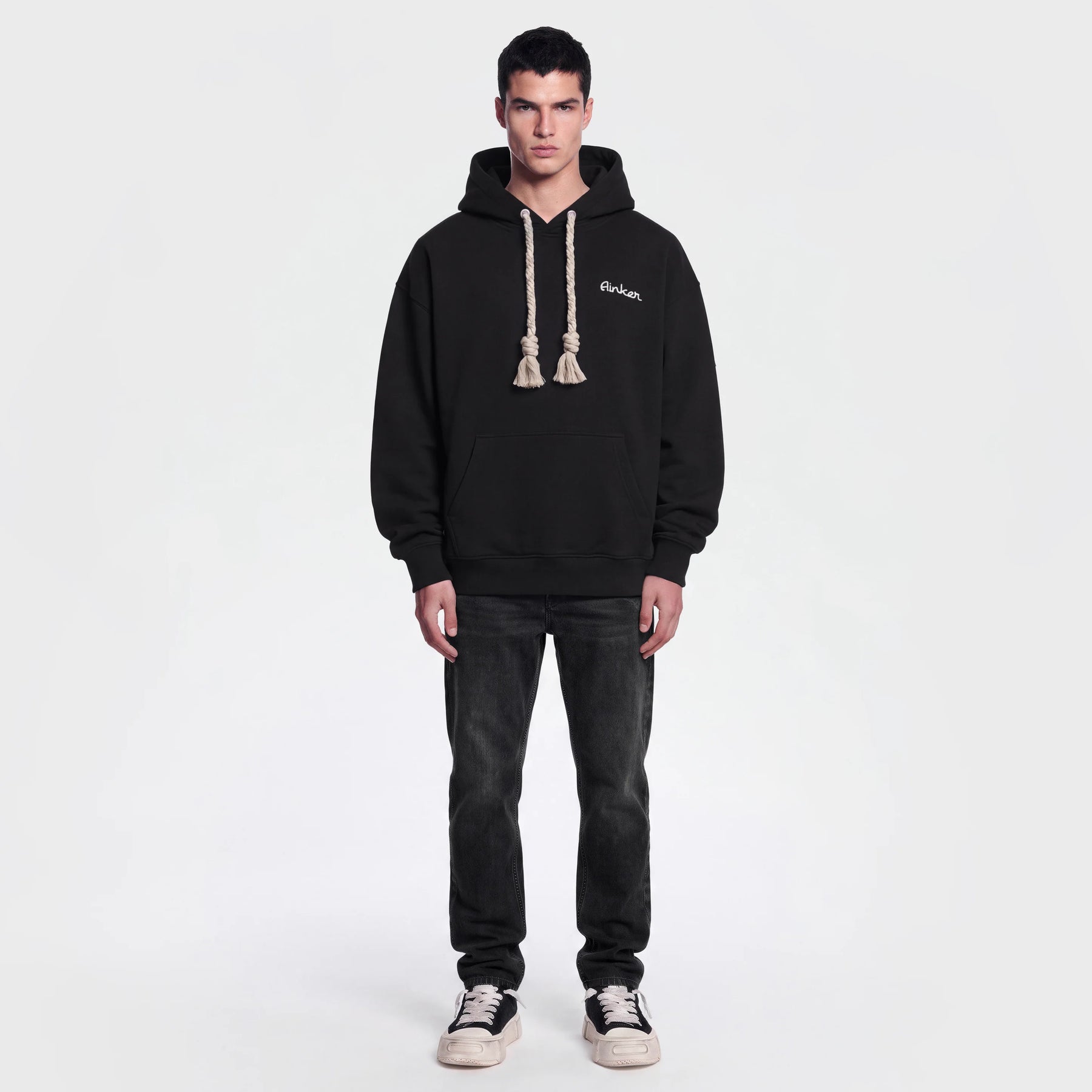 Ainker 1130 Black Knit Hoodie