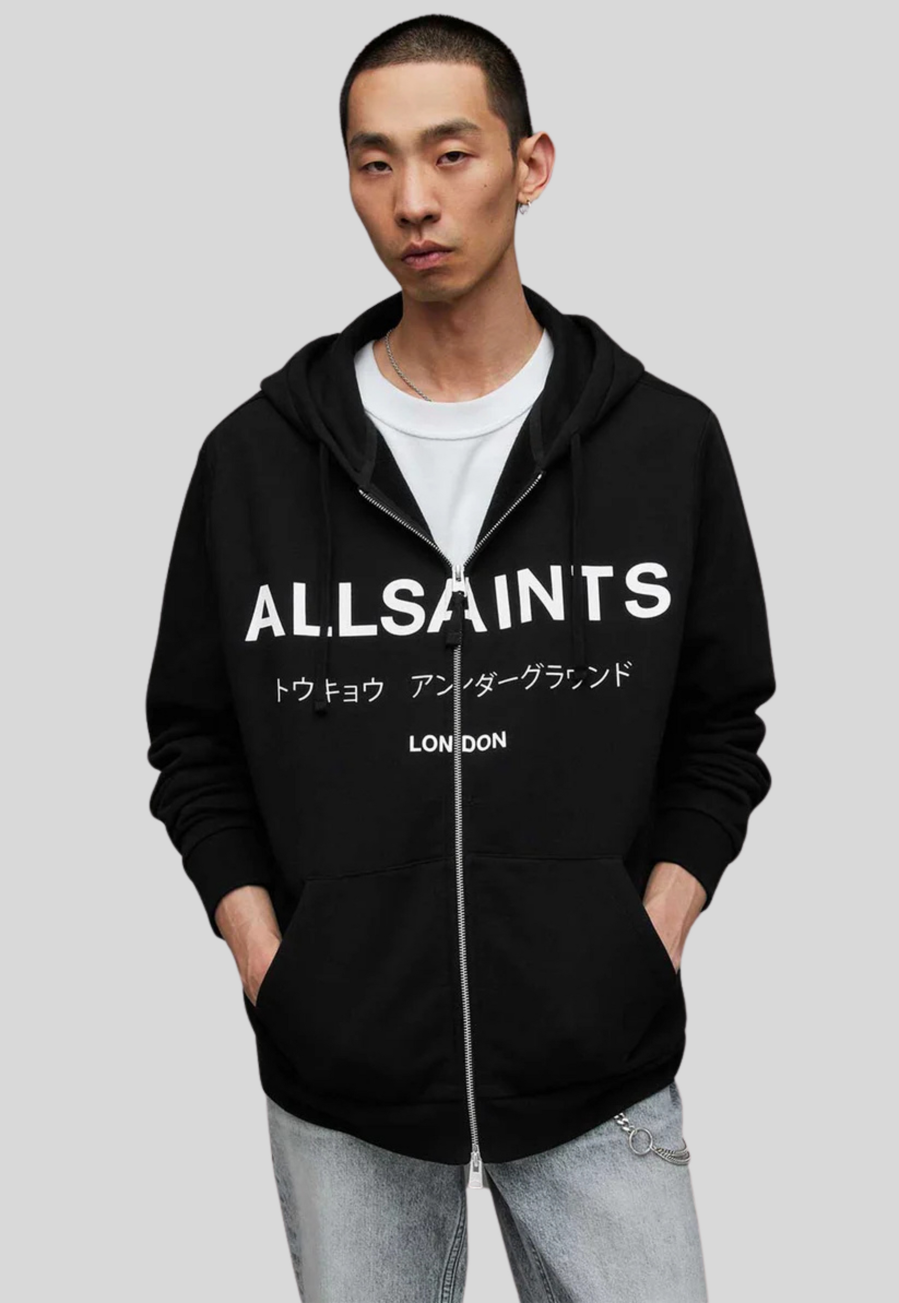 Allsaints Underground ZIP HOOD BLACK