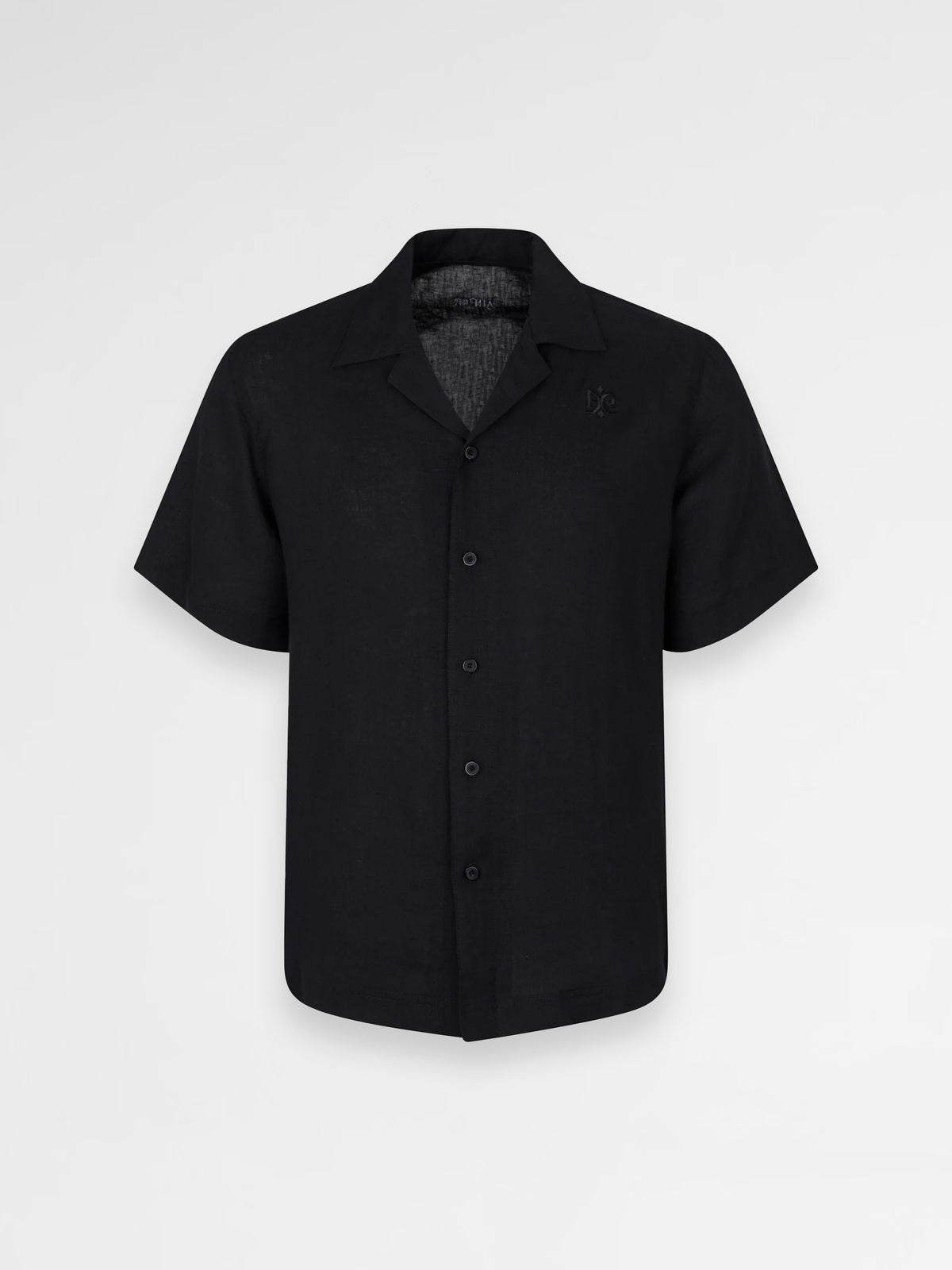 Ainker Linen Short Black Button Shirt
