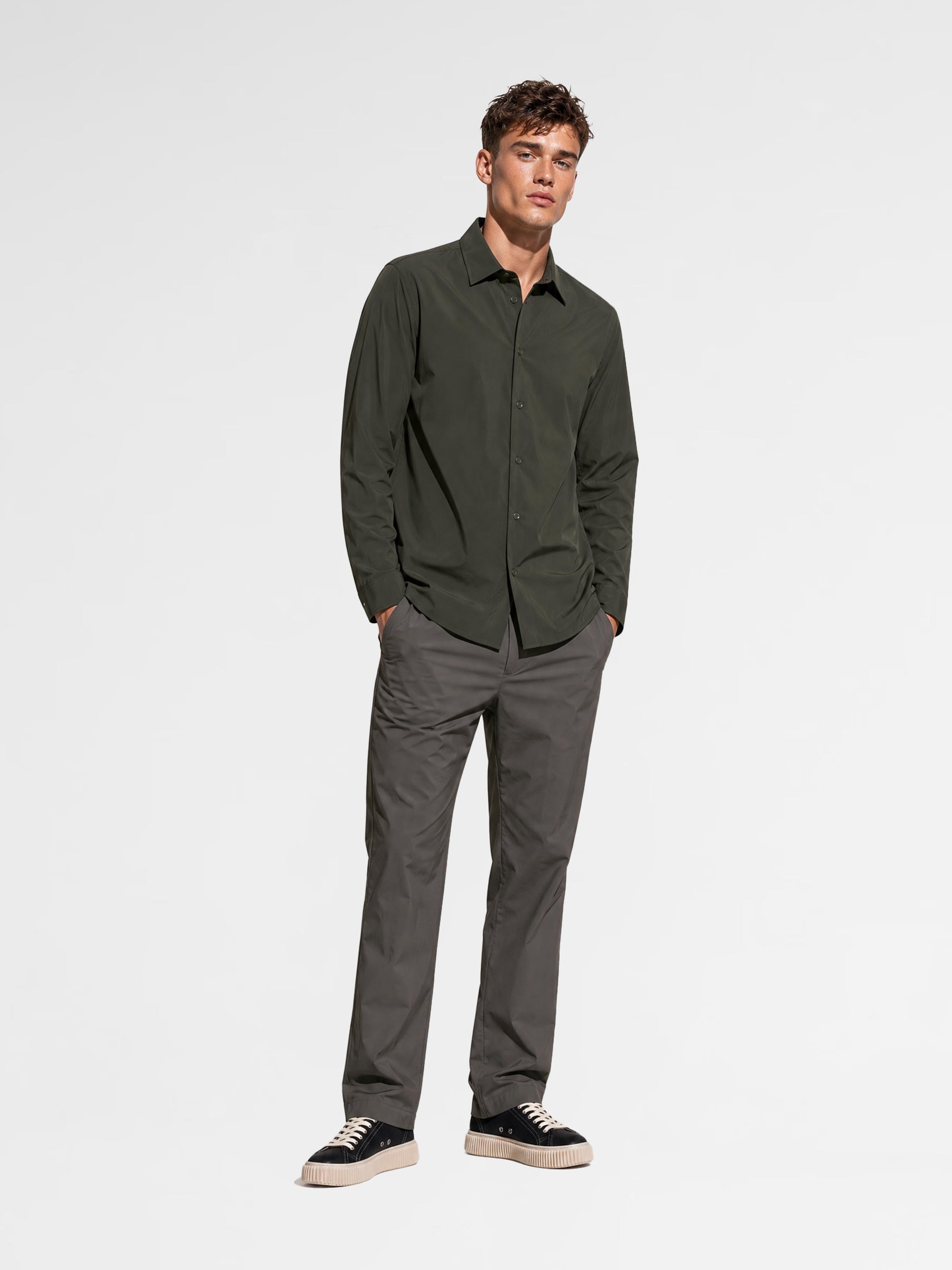 MAISON 9 PARIS Khaki High End Nylon Shirt