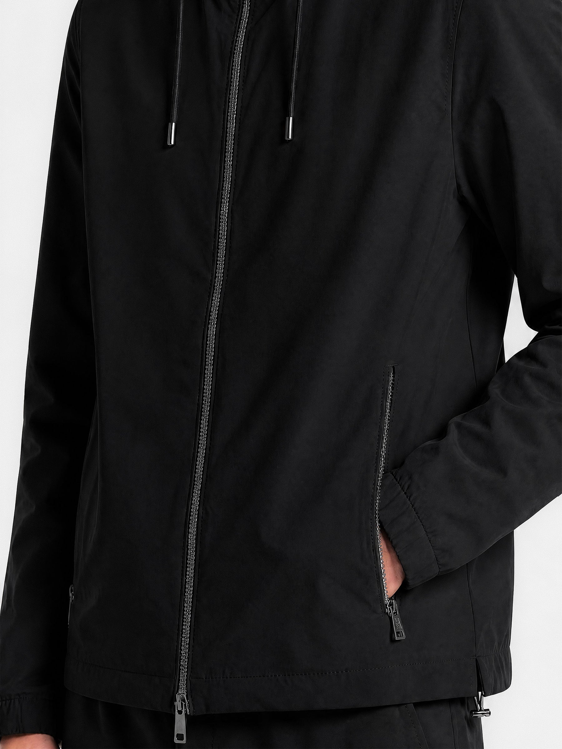 MAISON 9 PARIS Black Zipper Nylon Windbreaker Jacket