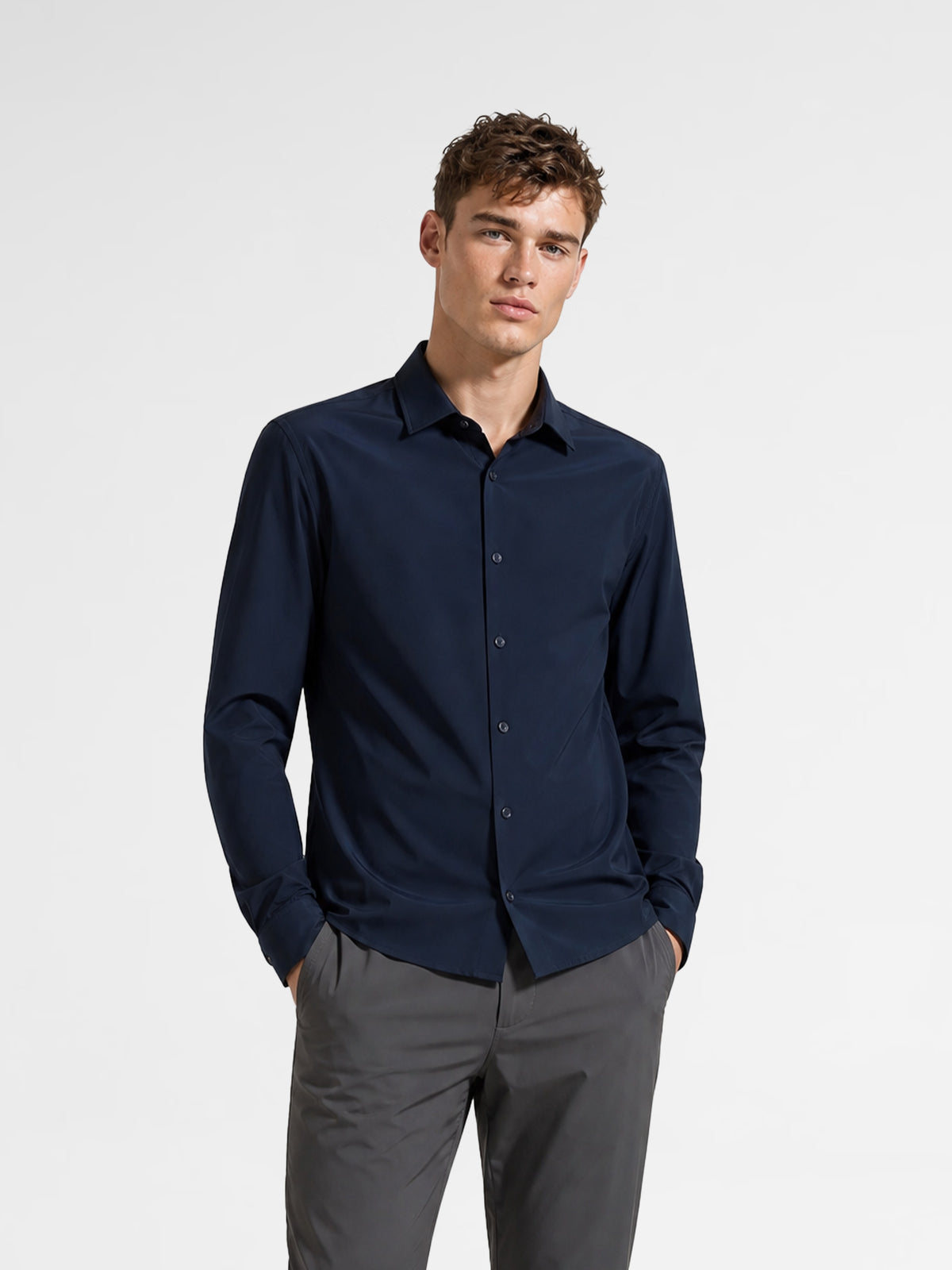 MAISON 9 PARIS Navy High End Nylon Shirt