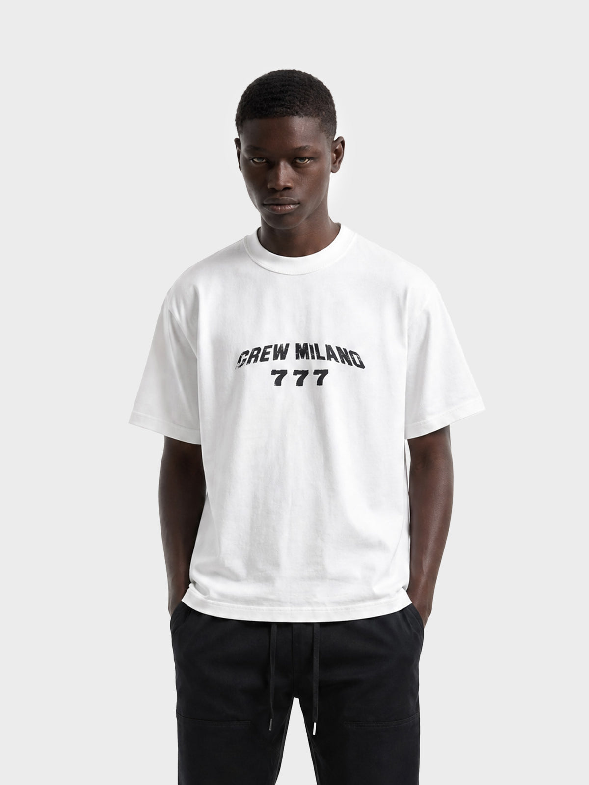 Crew Milano T-Shirt Logo Print CM-46 / WHITE