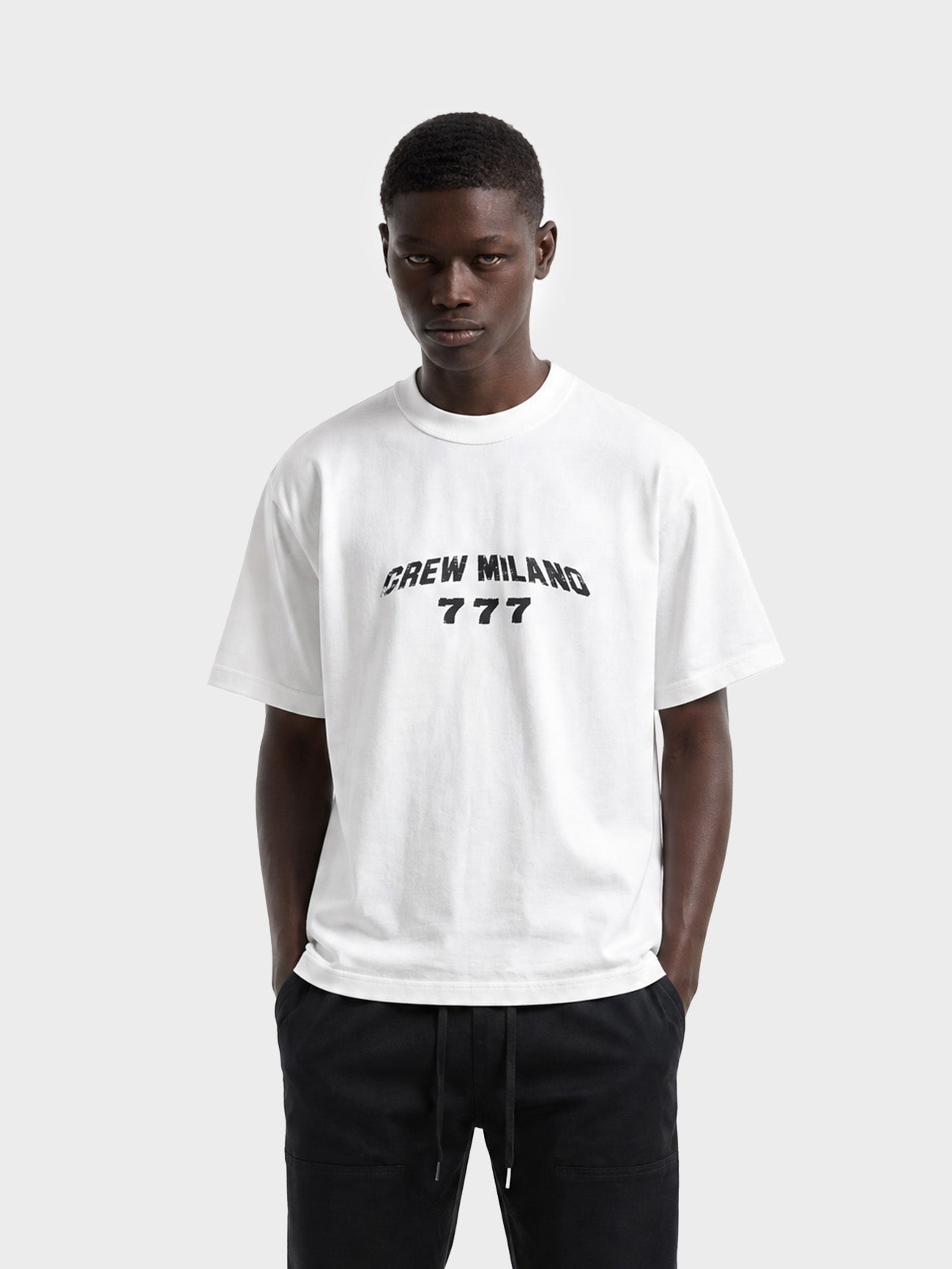 Crew Milano T-Shirt Logo Print CM-46 / WHITE