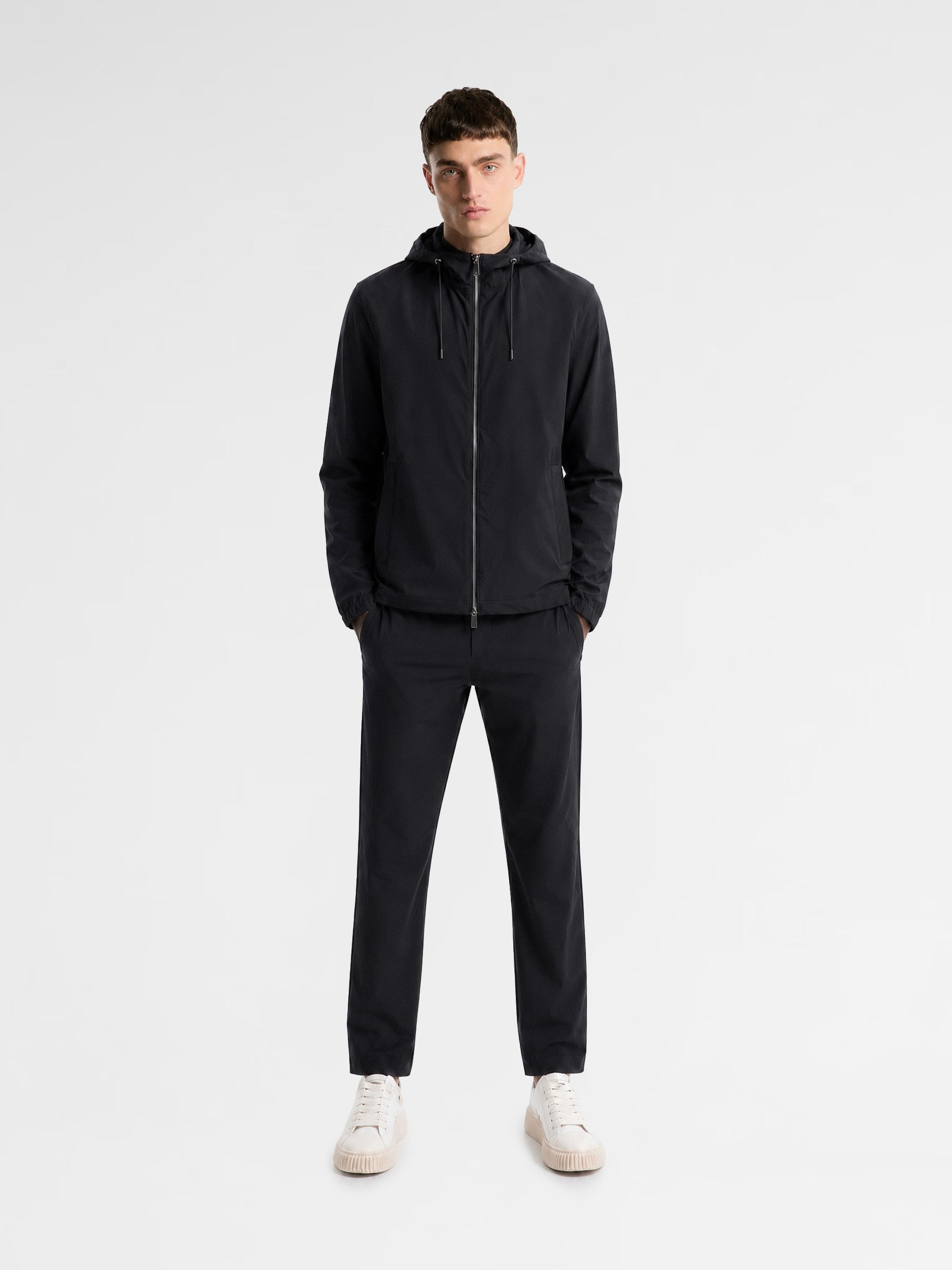 MAISON 9 PARIS Black Zipper Nylon Windbreaker Jacket