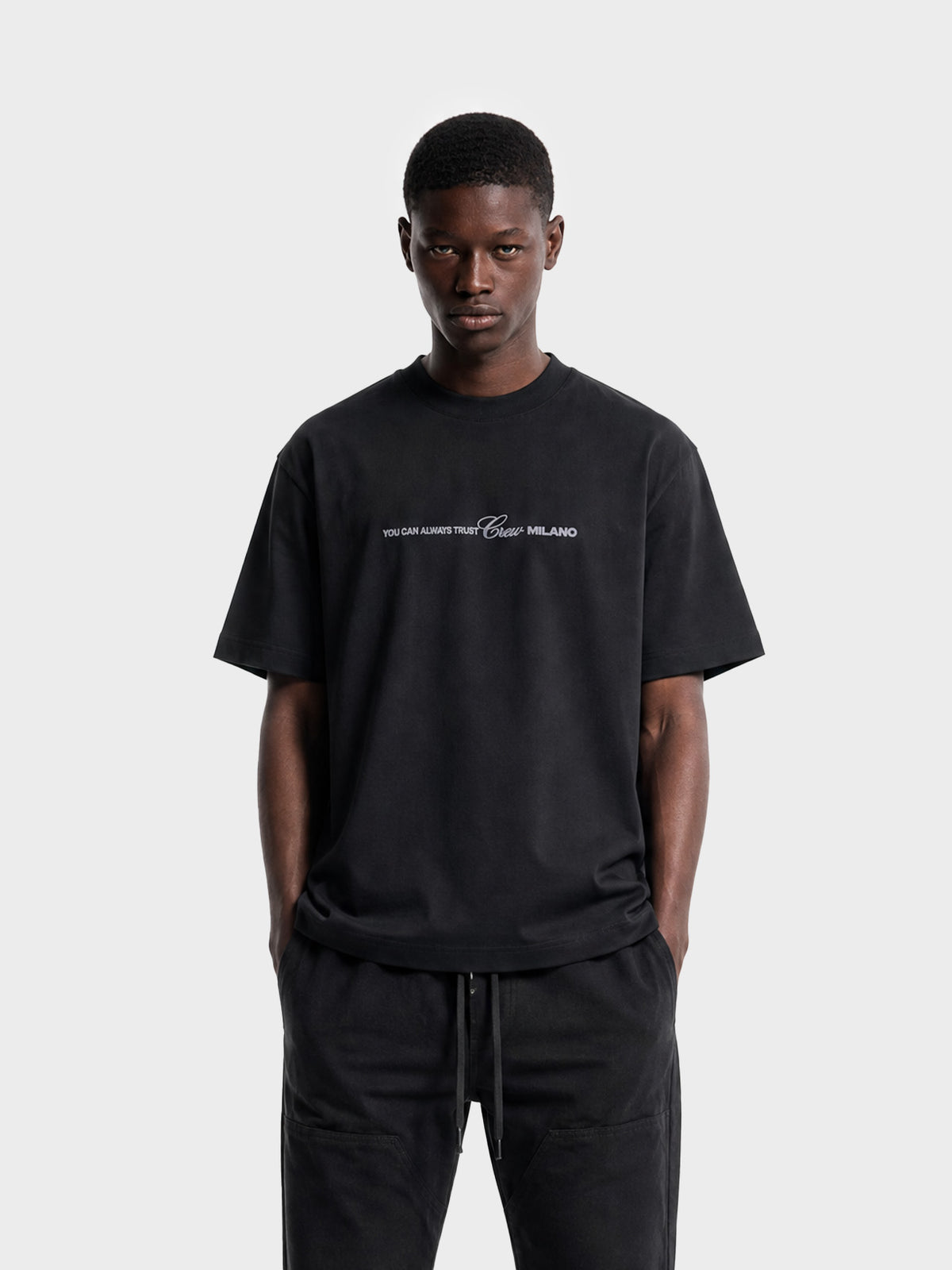 Crew Milano T-Shirt Logo Print CM-37 / BLACK