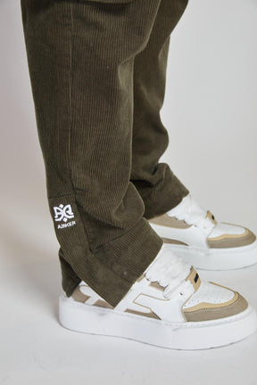 GREEN CORDUROY CARGO PANTS