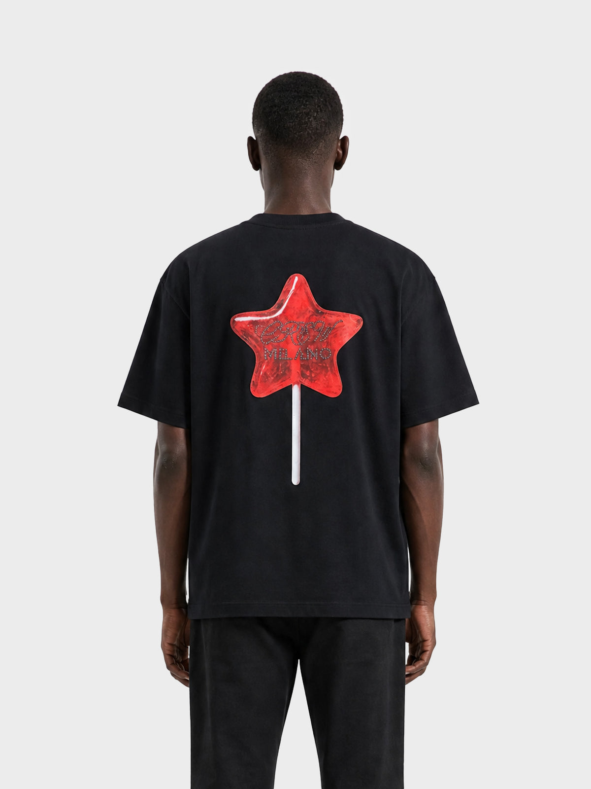 Crew Milano T-Shirt Logo Print CM-37 / BLACK