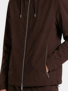 MAISON 9 PARIS Brown Zipper Nylon Windbreaker Jacket