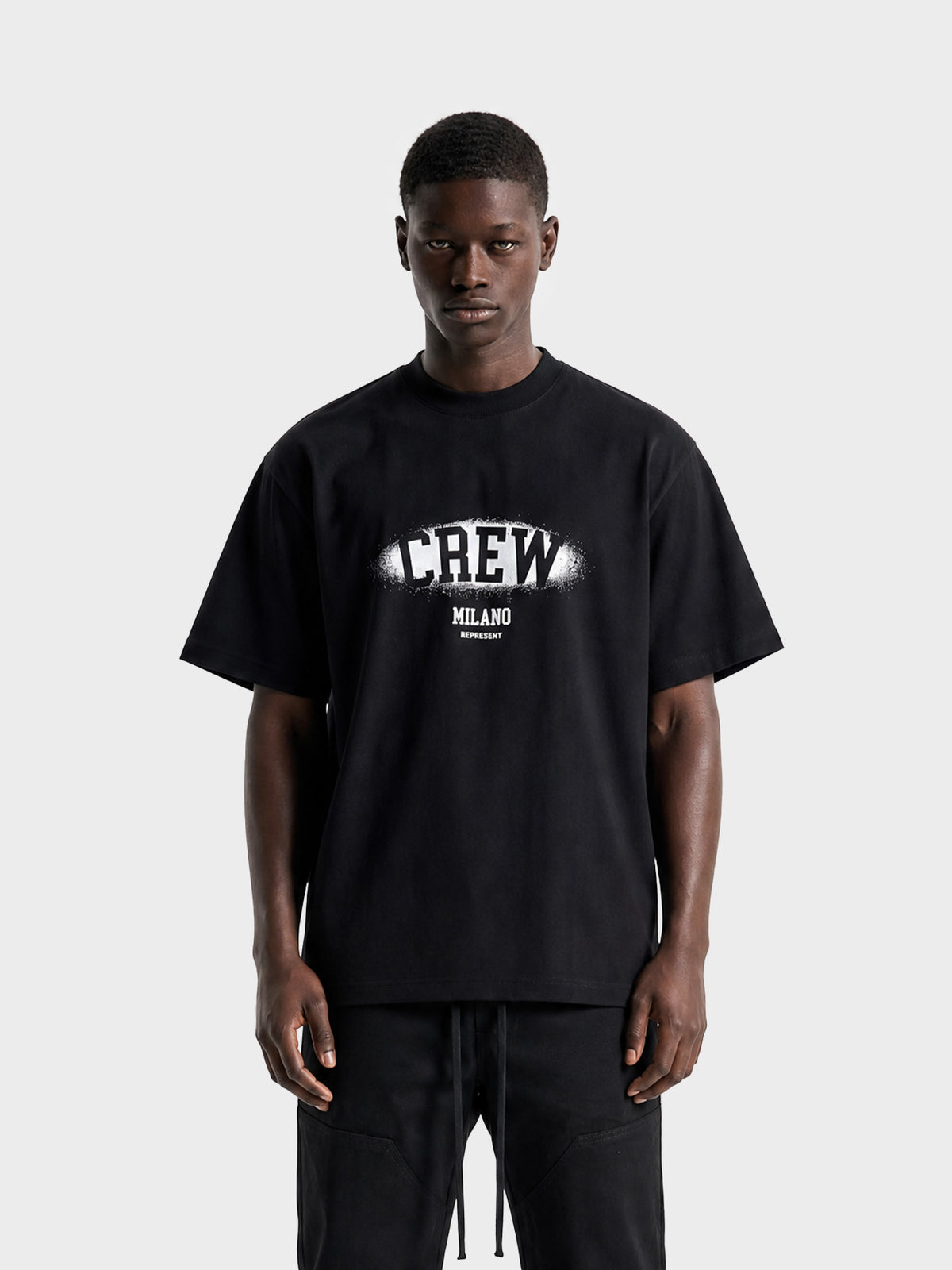 Crew Milano T-Shirt Logo Print CM-35 / BLACK
